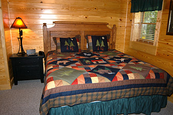 Beautiful beadspread on the King bed in the Master bedroom.